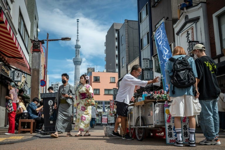 People visit the Asakusa area, a popular tourist location in Tokyo