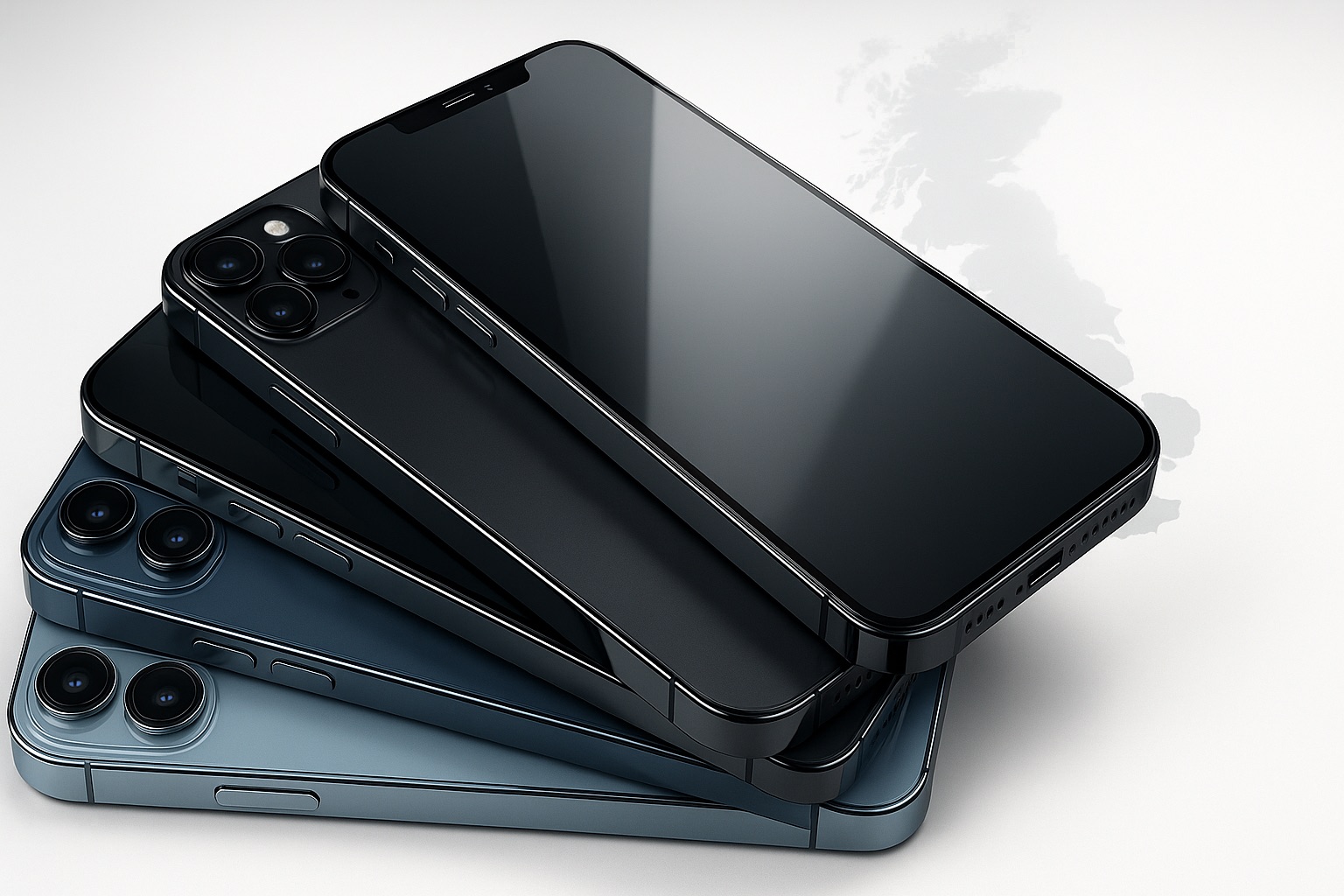 iPhones with privacy tempered glass on UK