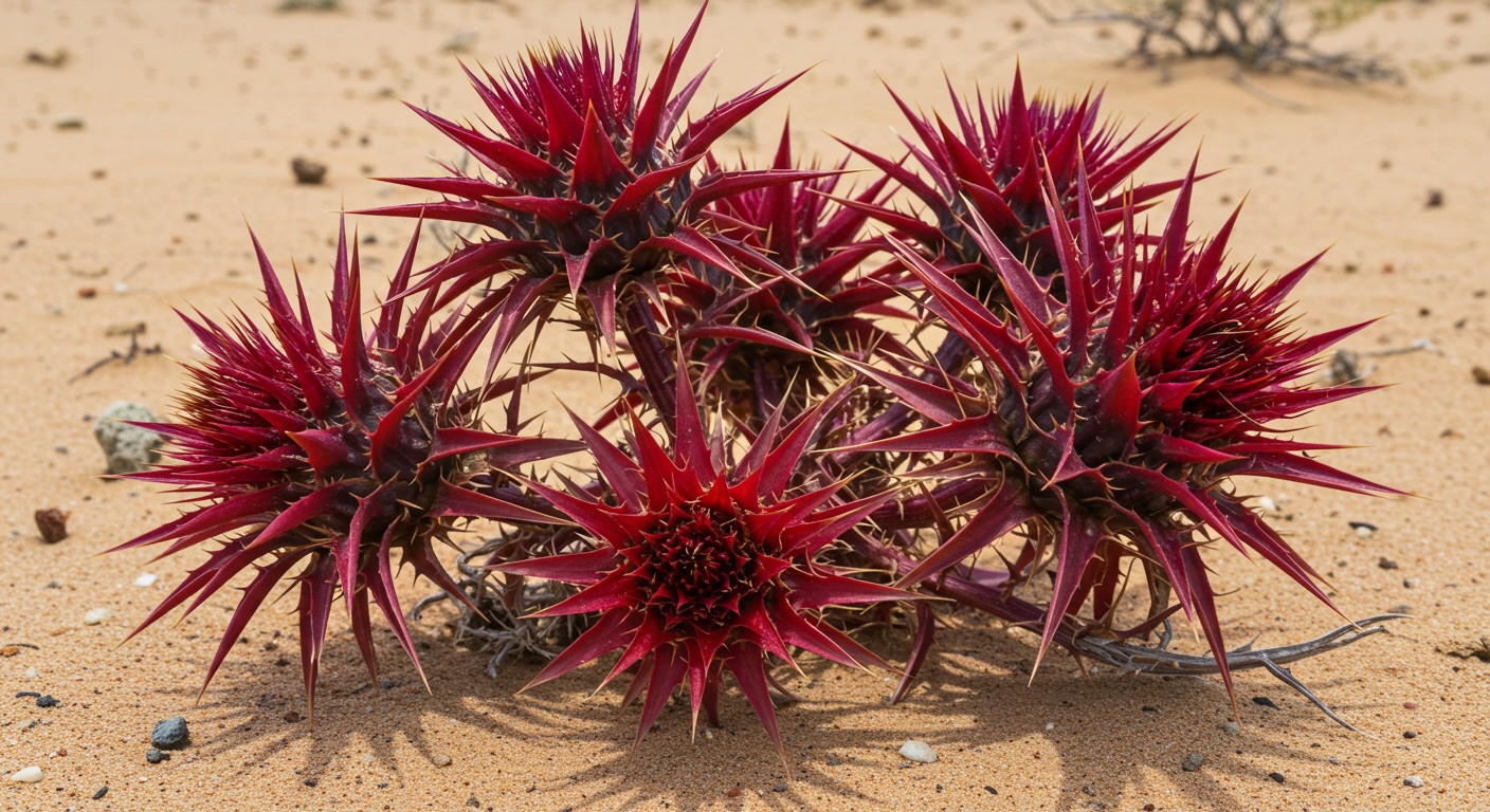 Black Chameleon Thistle in Its Natural Desert Habitat