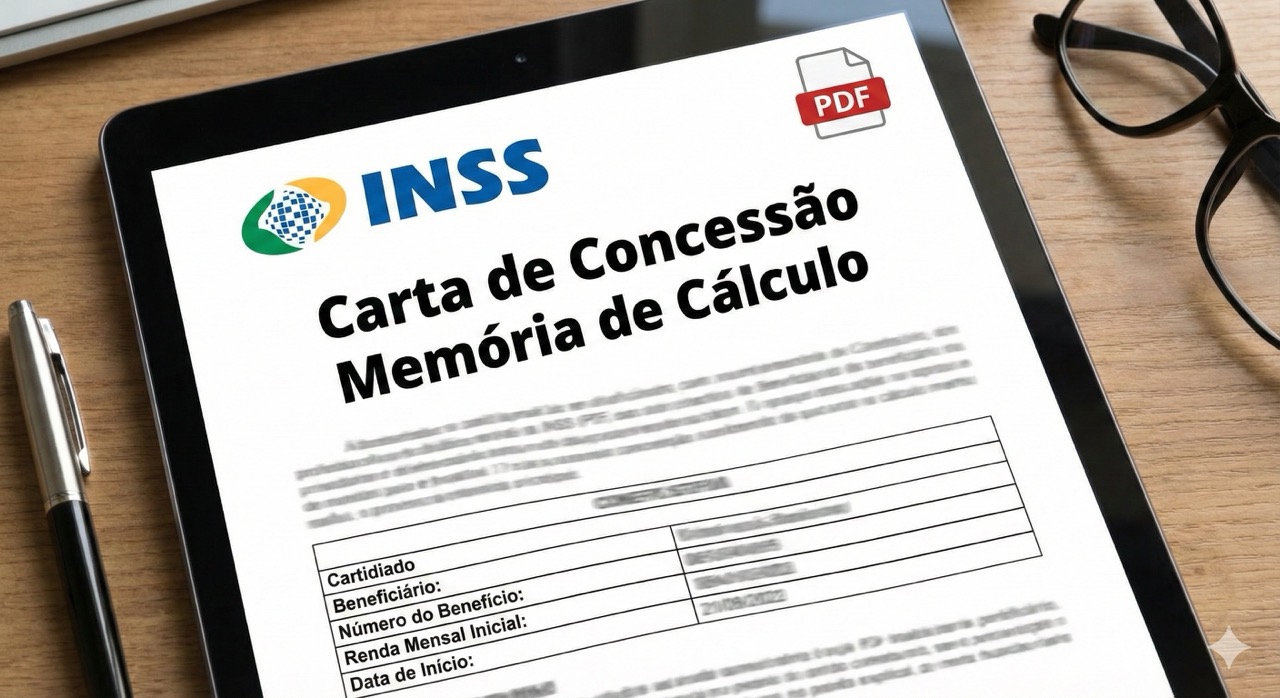 Exemplo ilustrativo de uma Carta de Concessão do INSS que confirma a aprovação do benefício