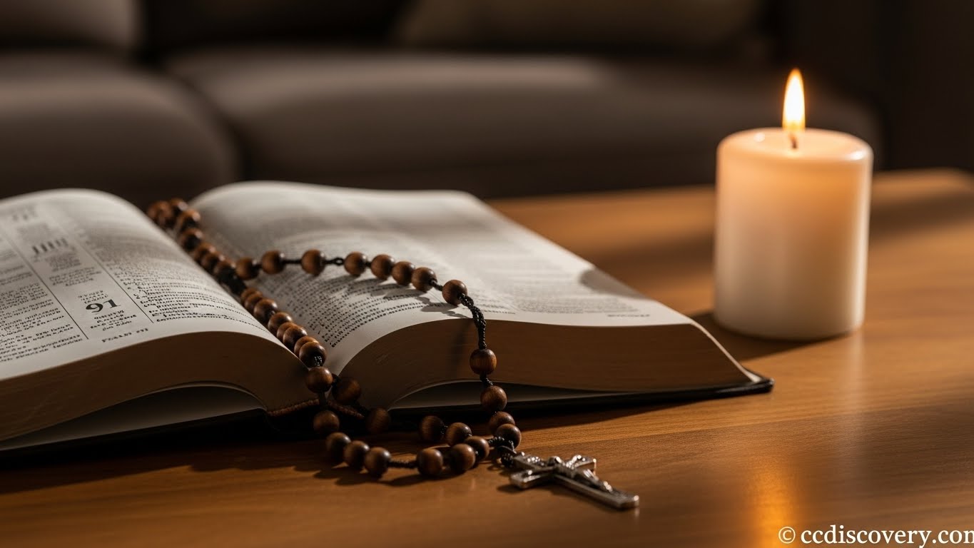 Bíblia sagrada aberta com vela para oração da virada 2026 ccdiscovery.com.