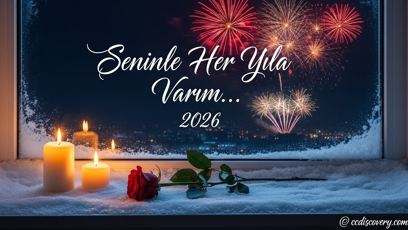 Sevgiliye romantik resimli 2026 yeni yıl mesajı gül ve mumlar ccdiscovery.com.