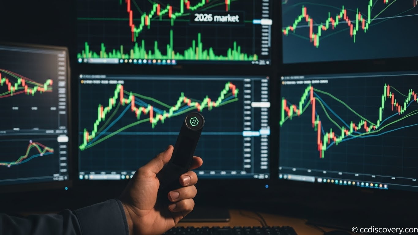 Trader analisando gráficos de criptomoedas 2026 ccdiscovery.com.