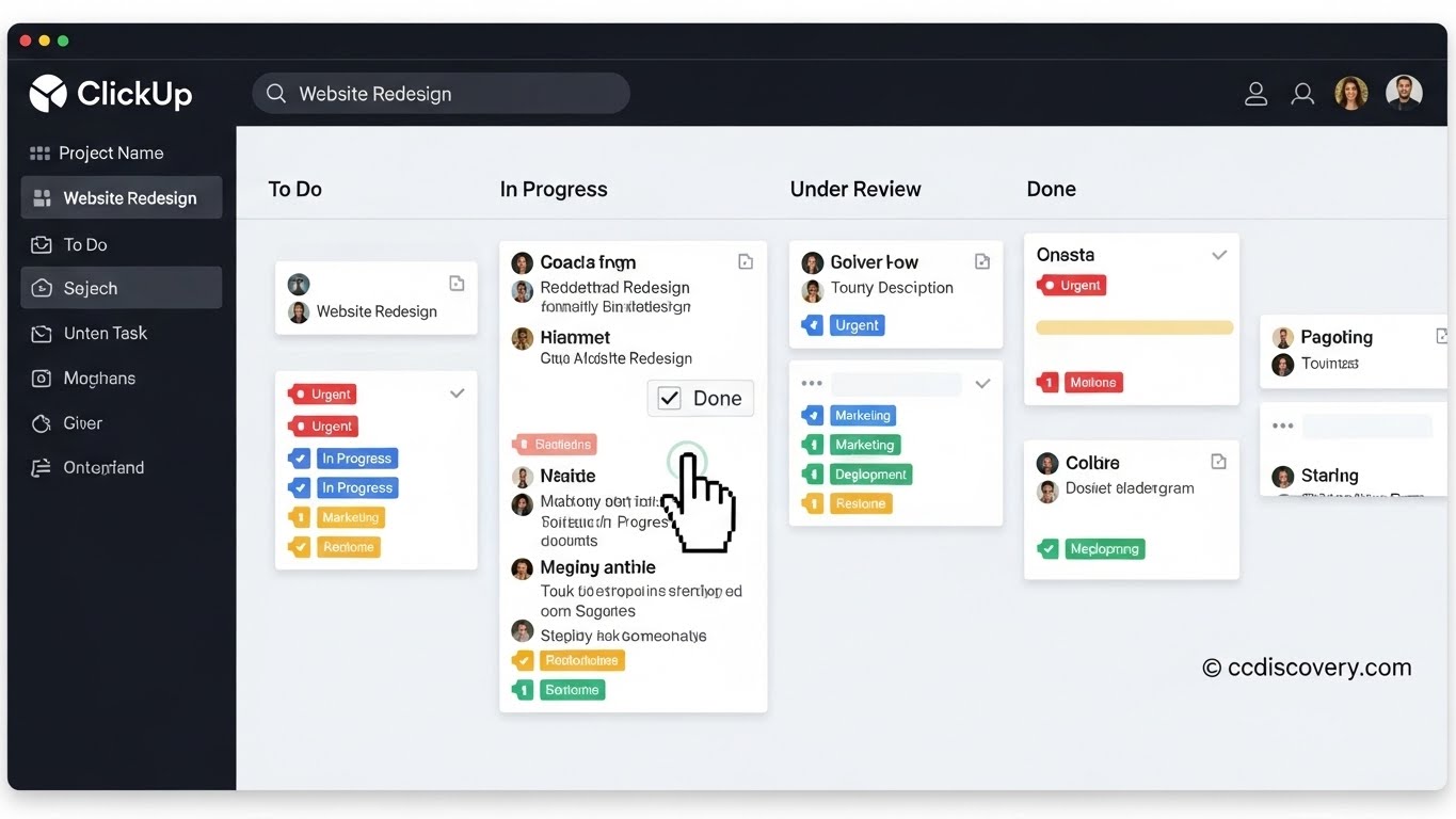 ClickUp interface dashboard best monday alternative 2026 ccdiscovery.com.