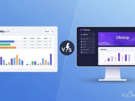 Monday.com vs ClickUp comparison dashboard project management software ccdiscovery.com.